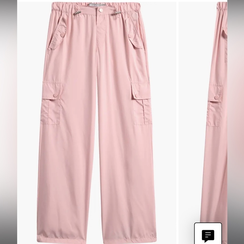 Tractr Pink Nylon Cargo Zip Up Pants Size Medium